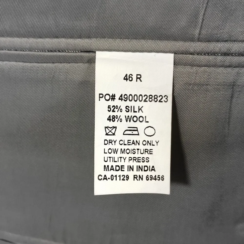 Calvin Klein Men's Sport Coat Blazer Two Button Gray Nail Head‎ Silk Wool 46R